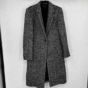 Rag & Bone New York Women Black White Herringbone Wool Alpaca Long Coat Size 8
